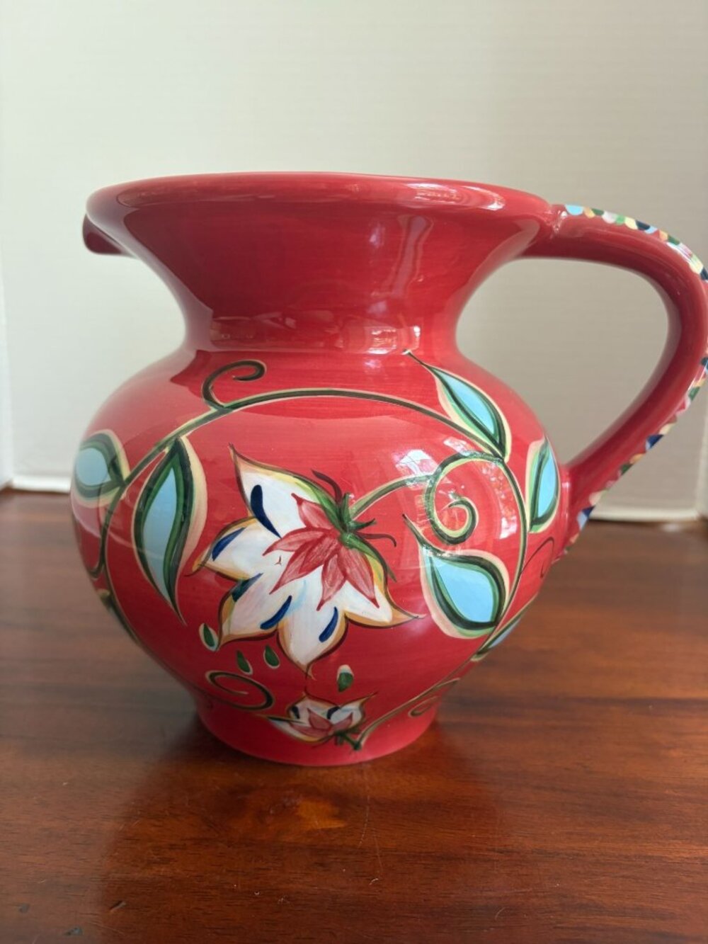 Southern Living at Home Gail Pittman Bountiful Red Floral Pitcher